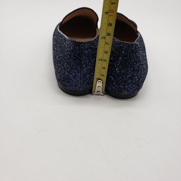 J.Crew Loafer Shoes Women US 7.5 Blue Glitter Leath Made in Italy Glam Holiday - Picture 8 of 12